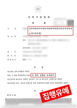 지하철추행, 전철추행, 전동차추행, 징역형집행유예, 지하철추행항소